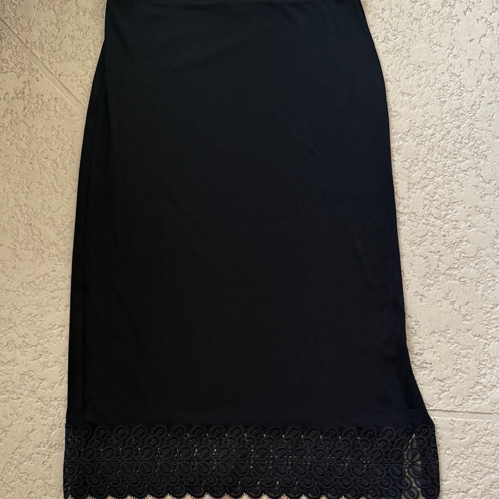 Chico's Elegant Black Maxi Skirt with Lace Hem